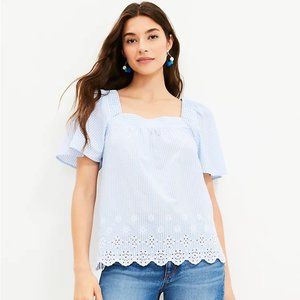 LOFT Eyelet Stripe Square Top Size Medium